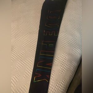 PINK Victoria's Secret Black Leggings with Rainbow Lettering